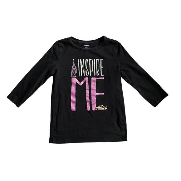 Gymboree Other - Gymboree Black "Inspire Me" Glitter Graphic T-Shirt Youth Girls' Size 8 Cotton